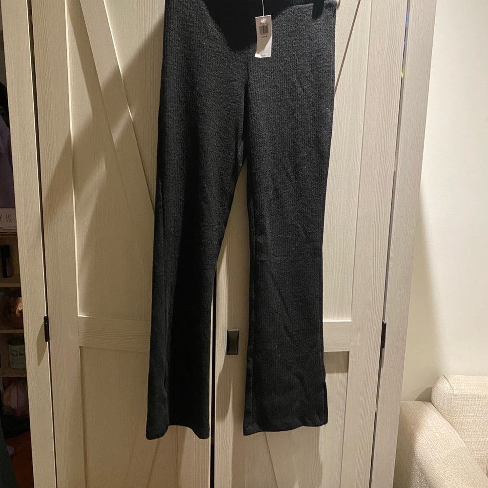 Black Textured Pants